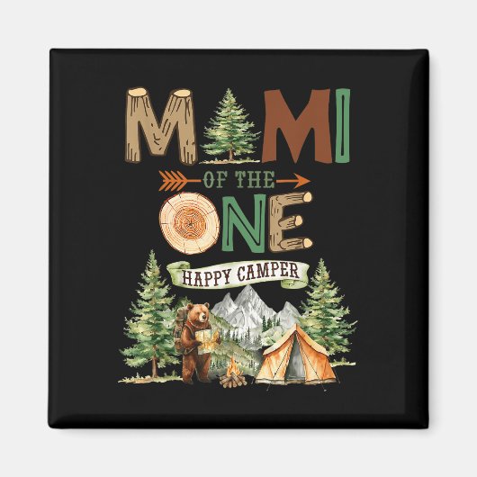 Mimi vom glücklichen Camper 1. Geburtstag Camping Magnet (Vorne)
