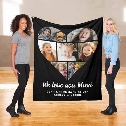 Mimi We Liebe you Heart Modern Foto Collage Fleecedecke