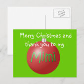 Mimi Weihnachtsschmuck Postkarte (Vorne/Hinten)