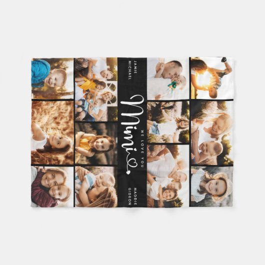 Mimi Wir Liebe Sie hören Moderne FotoCollage Fleecedecke (Vorderseite (Horizontal))
