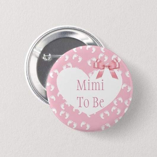 Mimi zu Pink Bow Baby Showknopf Button (Vorne & Hinten)