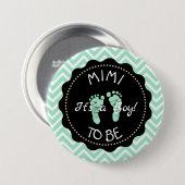 Mimi zu Sage Green Zickzack Baby Showknopf Button (Vorne & Hinten)