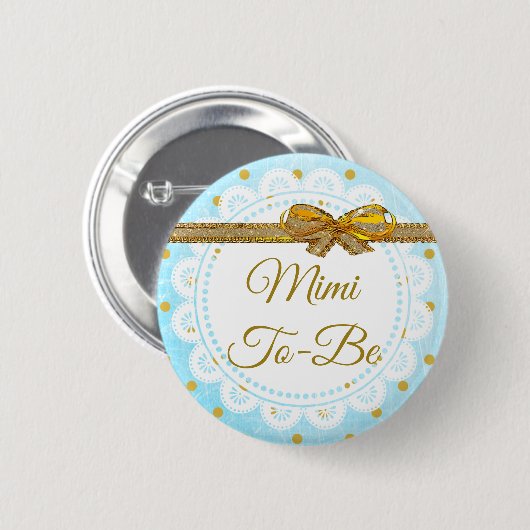 Mimi zum Baby Dusche Blue & Gold Button (Vorne & Hinten)