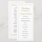 Mimimalist Gold Border Wedding Program Programm (Vorne/Hinten)