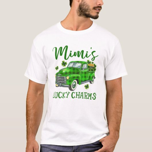 Mimi's Lucky Charm Green Truck Kleeblatts St Patri T-Shirt (Vorderseite)