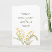 Mimosa Aquarell Blume Hochzeitsprogramm Programm (Vorderseite)