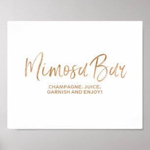 Mimosa Bar 8x10 Stilvolle Rose Gold Wedding Sign Poster