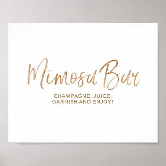 Mimosa Bar 8x10 Stilvolle Rose Gold Wedding Sign Poster (Vorne)