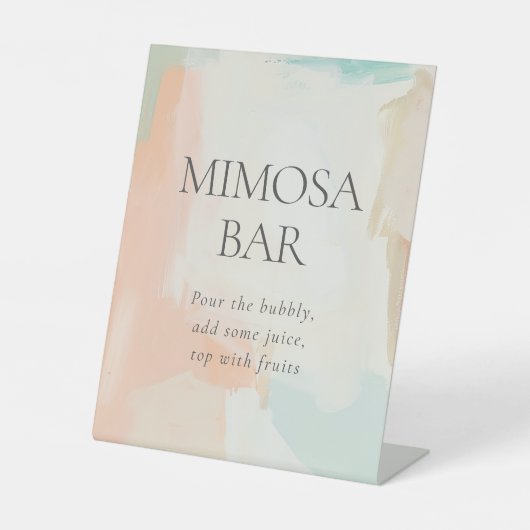 Mimosa Bar Abstrakt Pastellfarben Brautparty Sockelschild (Vorderseite)