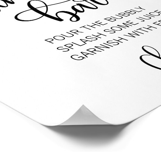 MIMOSA BAR Aquarell Blumenrosa Creme Zeichen Poster (Ecke)