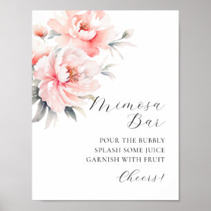 MIMOSA BAR Aquarell Blütenfarben Pink Peongs Unter Poster