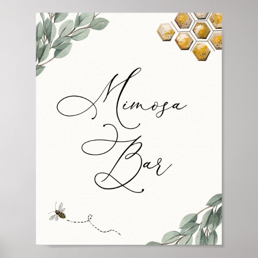 Mimosa Bar Bee Eucalyptus Sign Poster (Vorne)