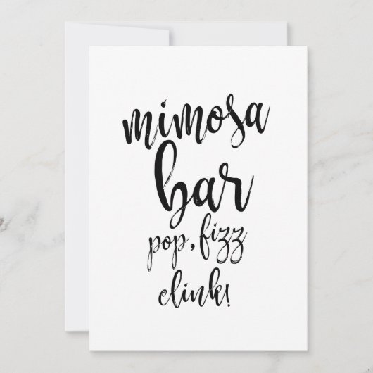 Mimosa Bar Black and White Affordable Wedding Sign (Vorderseite)