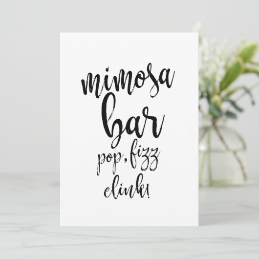 Mimosa Bar Black and White Affordable Wedding Sign (Stehend Vorderseite)