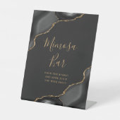 Mimosa Bar Black Gold Agate Dark Brautparty Sockelschild (Vorderseite)