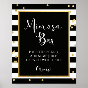 Mimosa Bar Black & Gold Sign Poster