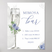 Mimosa Bar, Blau-Silber-Blume und Glas, Dusche Poster (Vorne)