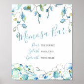 Mimosa Bar Blue Watercolor Blume Poster (Vorne)