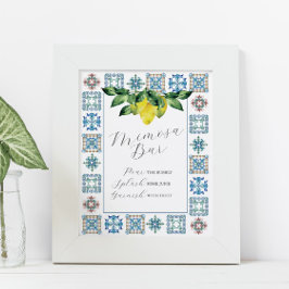 Mimosa Bar Blue & Yellow Lemons Poster