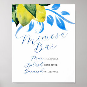 Mimosa Bar Blue & Yellow Lemons Poster