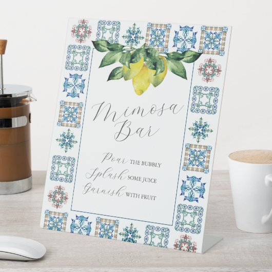 Mimosa Bar Blue & Yellow Lemons Sockelschild (In Situ)