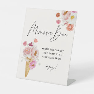 Mimosa-Bar-Blumen-Eiscreme-Podiumsschild Sockelschild
