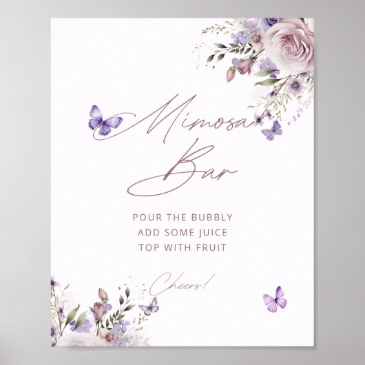 Mimosa Bar Brautparty Butterfly Poster (Vorne)