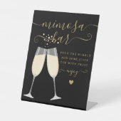 Mimosa Bar Brautparty Hochzeit Schwarz und Gold Sockelschild (Vorderseite)
