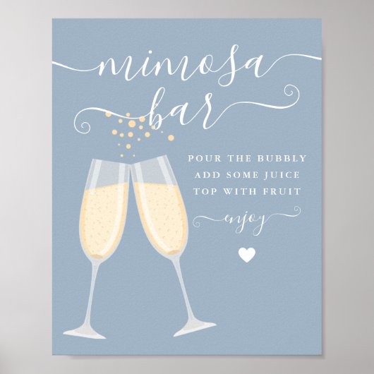 Mimosa Bar Brautparty Wedding Dusty Blue Sign Poster (Vorne)