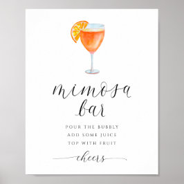 Mimosa Bar Brautparty Zeichenfarbe Poster