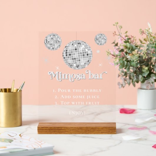 Mimosa Bar Bubbly Disco Ball Brautparty Acrylschild (Hochzeit)
