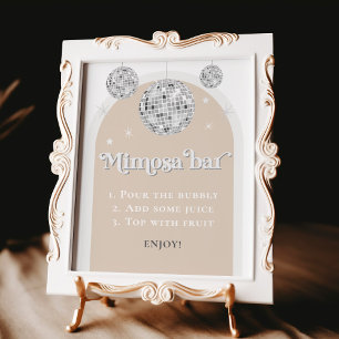 Mimosa Bar Bubbly Disco Ball Brautparty Poster