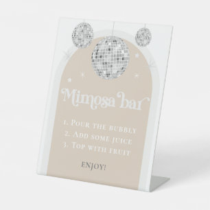 Mimosa Bar Bubbly Disco Ball Brautparty Sockelschild