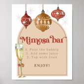 Mimosa Bar Bubbly Retro Bauble Christmas Bridal Poster (Vorne)