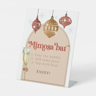 Mimosa Bar Bubbly Retro Bauble Christmas Bridal Sockelschild
