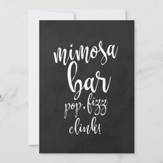 Mimosa Bar Chalkboard Erschwingliches Hochzeitszei Einladung (Vorderseite)