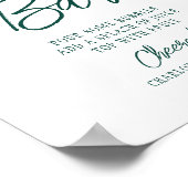 Mimosa Bar Cheers Modern Emerald Green Script Poster (Ecke)