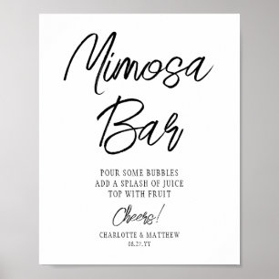Mimosa-Bar Cheers Moderne handgeschriebene schwarz Poster