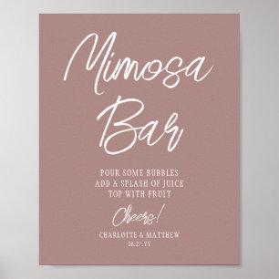 Mimosa Bar Cheers Moderne Schrift Rose Gold Poster