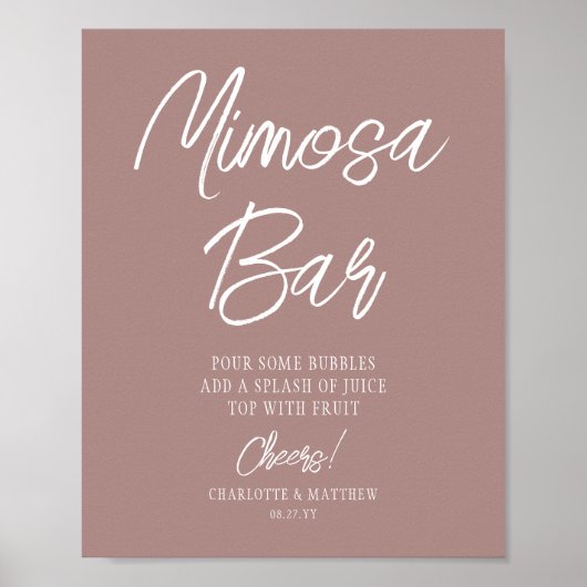Mimosa Bar Cheers Moderne Script Rose Gold Poster (Vorne)