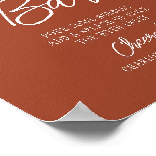 Mimosa Bar Cheers Modernes Skriptkopper Poster (Ecke)