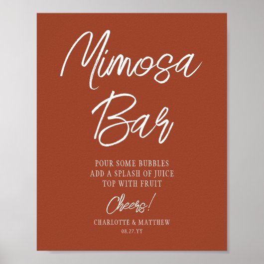 Mimosa Bar Cheers Modernes Skriptkopper Poster (Vorne)