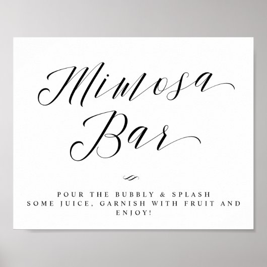 Mimosa Bar Chic Brautparty oder Hochzeitszeichen Poster (Vorne)