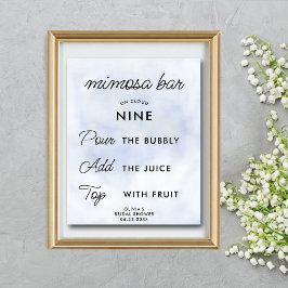 Mimosa Bar Cloud 9 Brautparty Pastel Blue Chic Poster