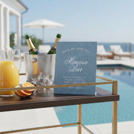 Mimosa Bar Coastal Blue Seashell Bachelorette Sockelschild