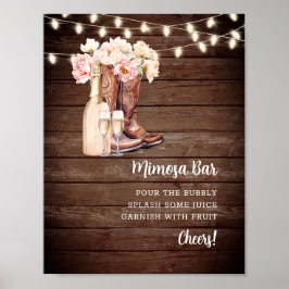MIMOSA BAR Cowgirl Boots Champagne Brautparty Poster