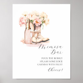 MIMOSA BAR Cowgirl Boots Champagne Brautparty Poster