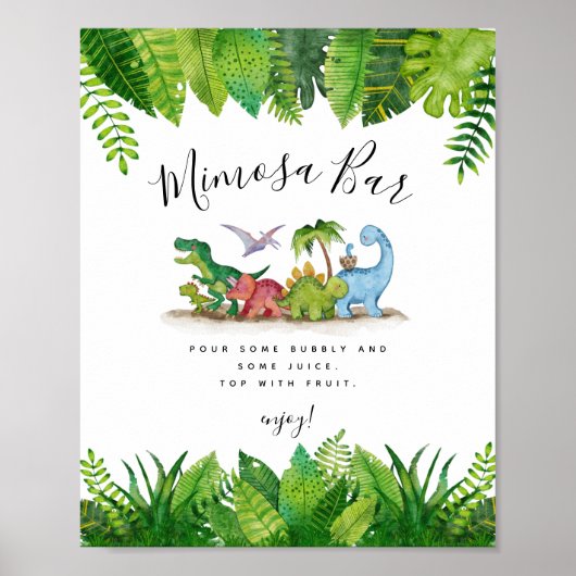 Mimosa Bar Dinosaur Baby Shower Poster (Vorne)