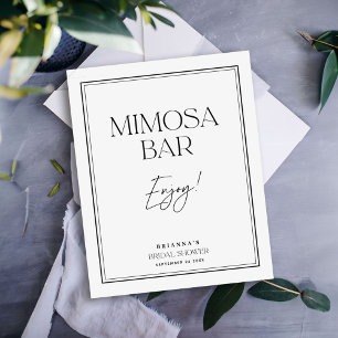 Mimosa-Bar Elegant Schwarz & Weiß Junggesellinnena Poster