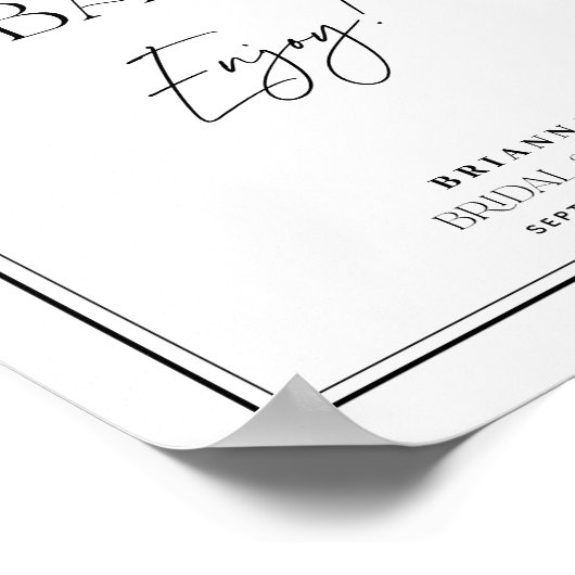 Mimosa Bar Elegantes Schwarz-Weiß-Brautparty Poster (Ecke)